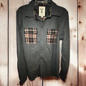 Field Study Wool Flannel Shirt Plaid Color‎ Block Gray Heavy Size Large